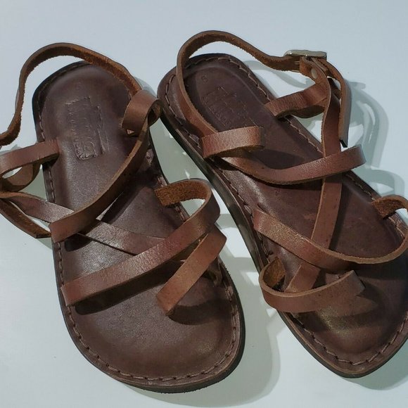 NEW JESUS - 01 SANDALS W HEEL UNISEX HANDMADE LEATHER BLACK NEW W/O BOX Black - Picture 2 of 10